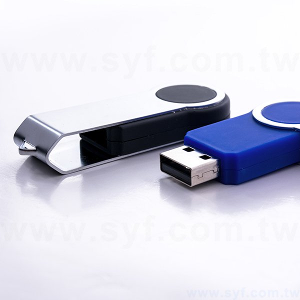 隨身碟-商務禮贈品-藍黑旋轉金屬USB隨身碟-客製隨身碟容量-採購訂製印刷推薦禮品
